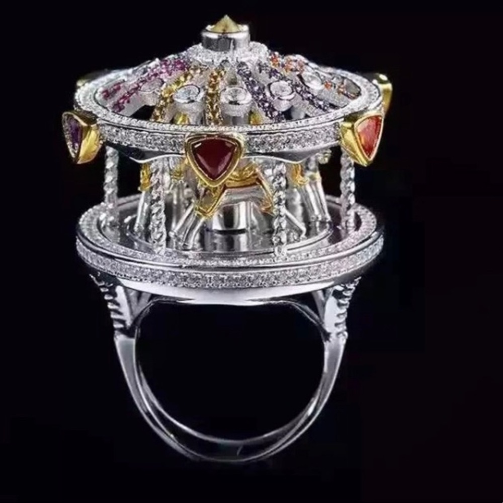 14k,Sterling Silver&genuine ruby Carrousel ring!